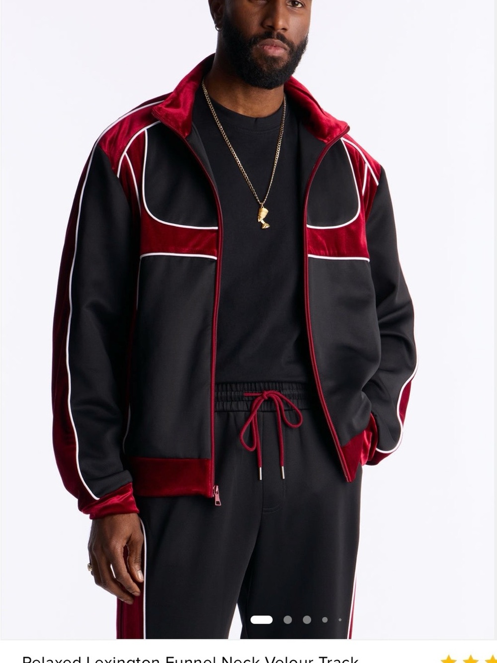 NWT FASHION NOVA Relaxed Lexington Funnel Neck Velour Track Jacket Burgundy